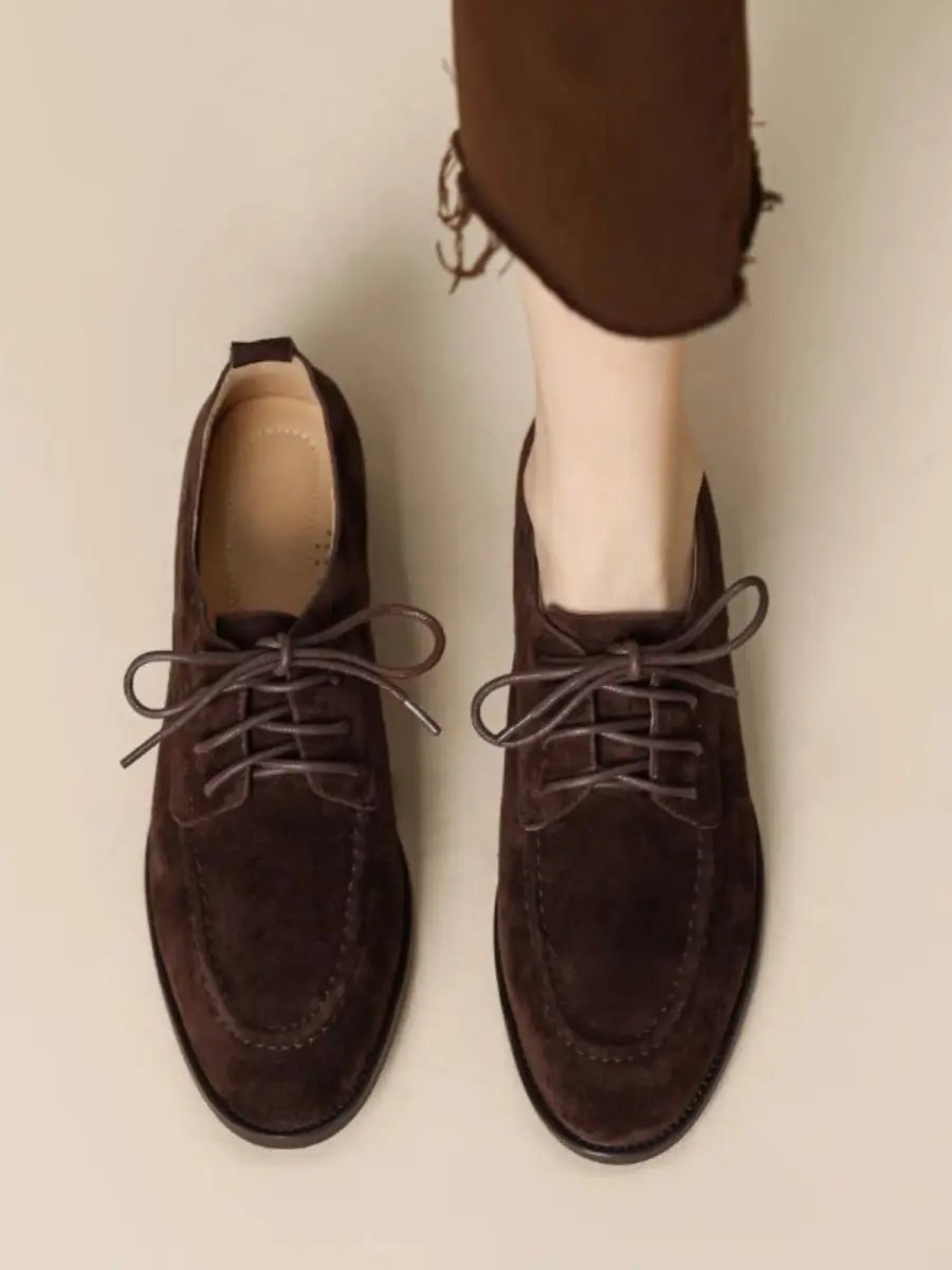Women’s Retro Deep-Mouth Lace-Up Loafers