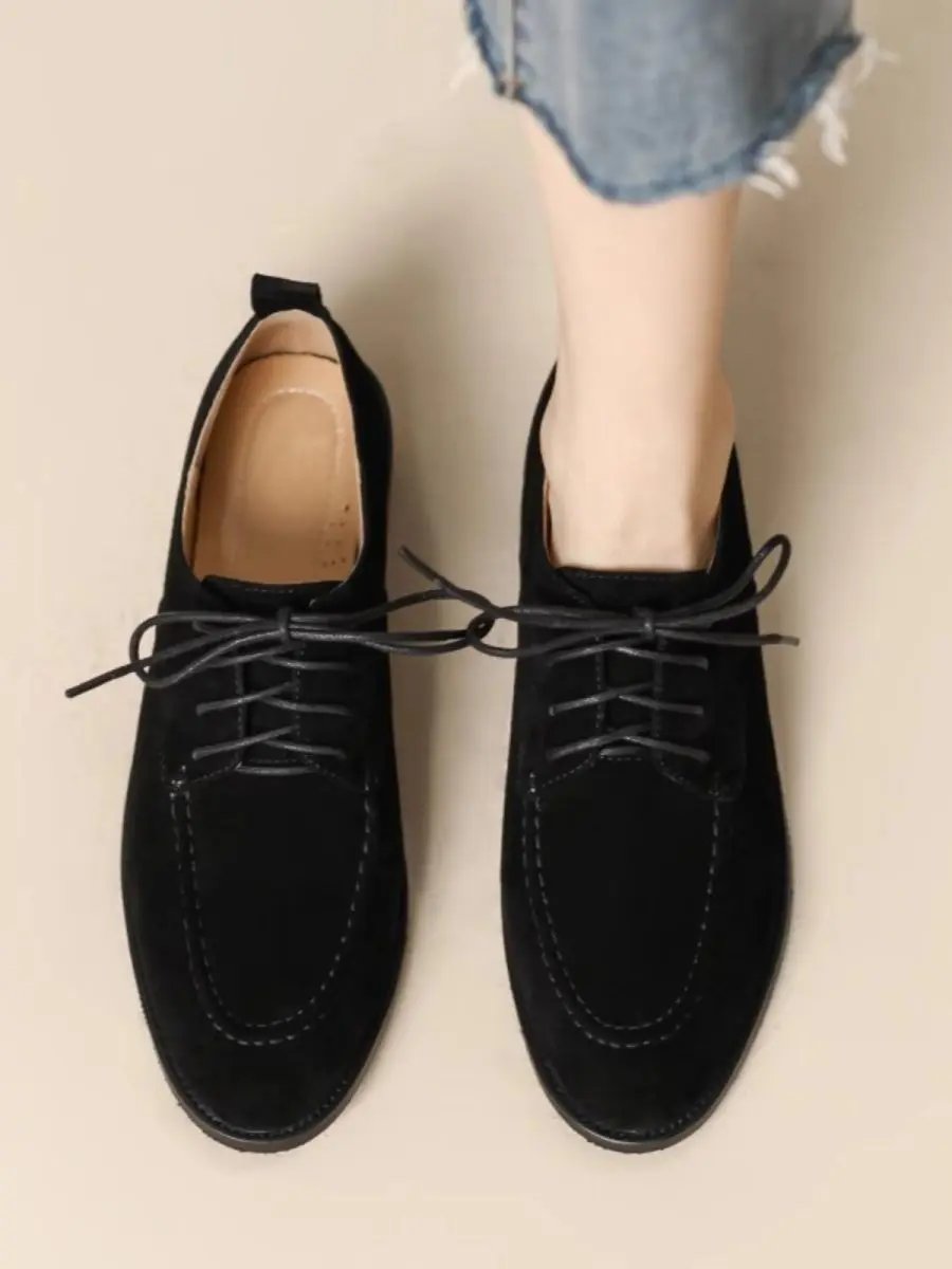 Women’s Retro Deep-Mouth Lace-Up Loafers