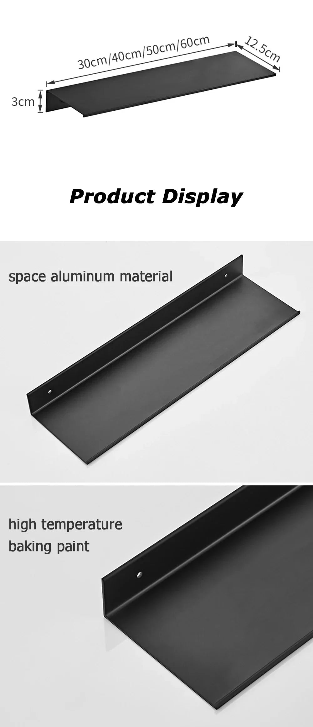 DecorBites™ Aluminum Floating Shelves for Bathroom and Kitchen
