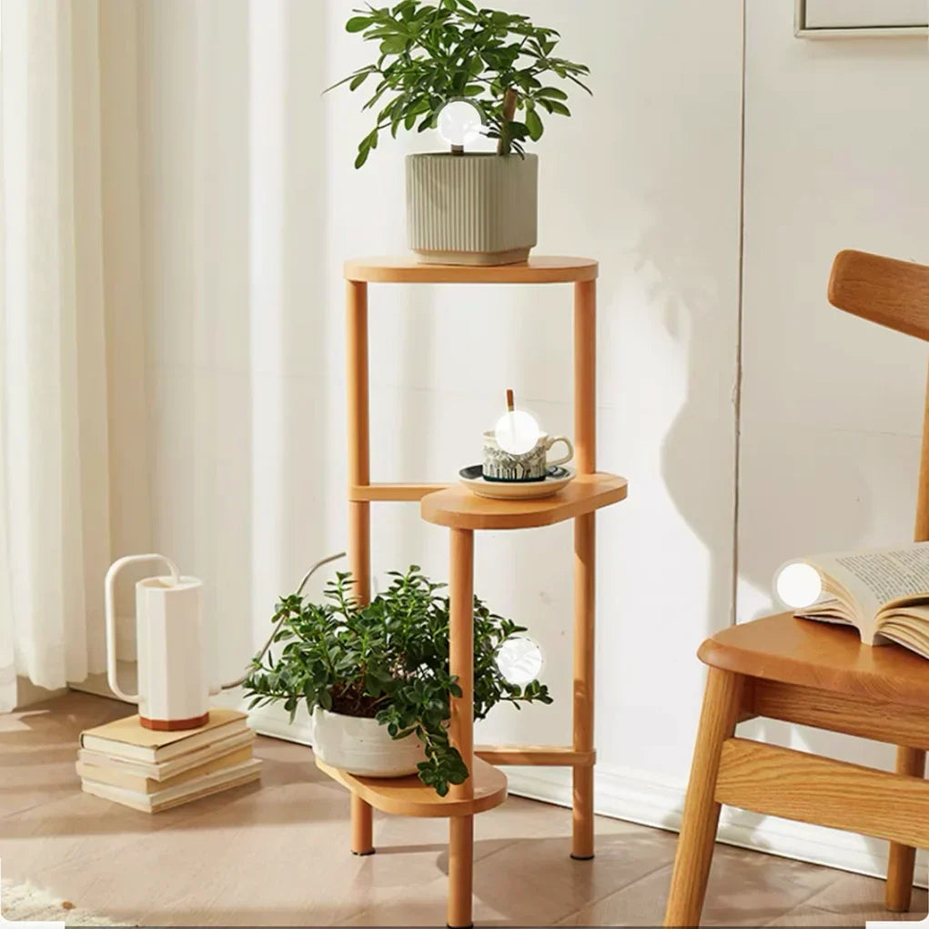 DecorBites™ Bamboo 3 Tier Corner Plant Stand Display