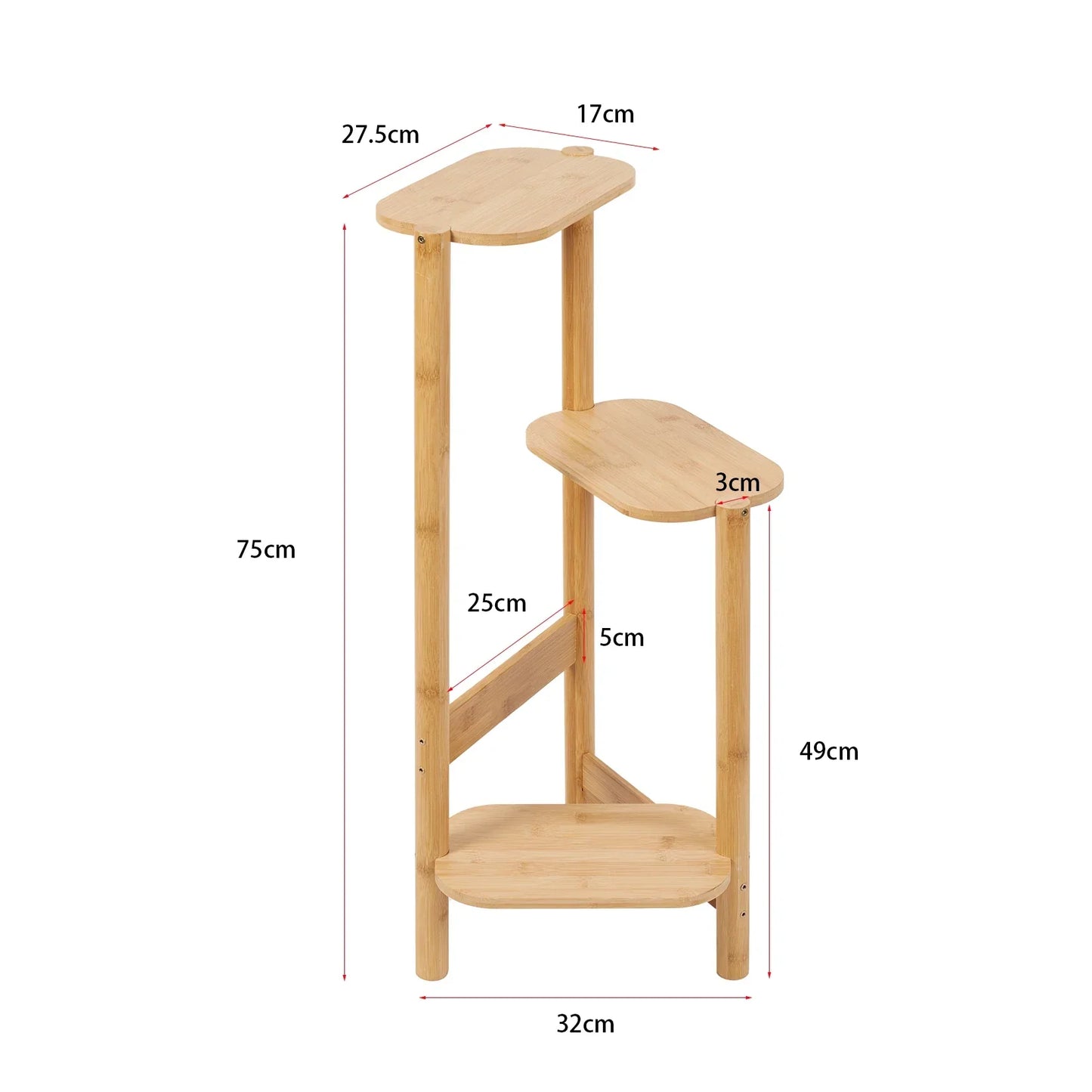 DecorBites™ Bamboo 3 Tier Corner Plant Stand Display