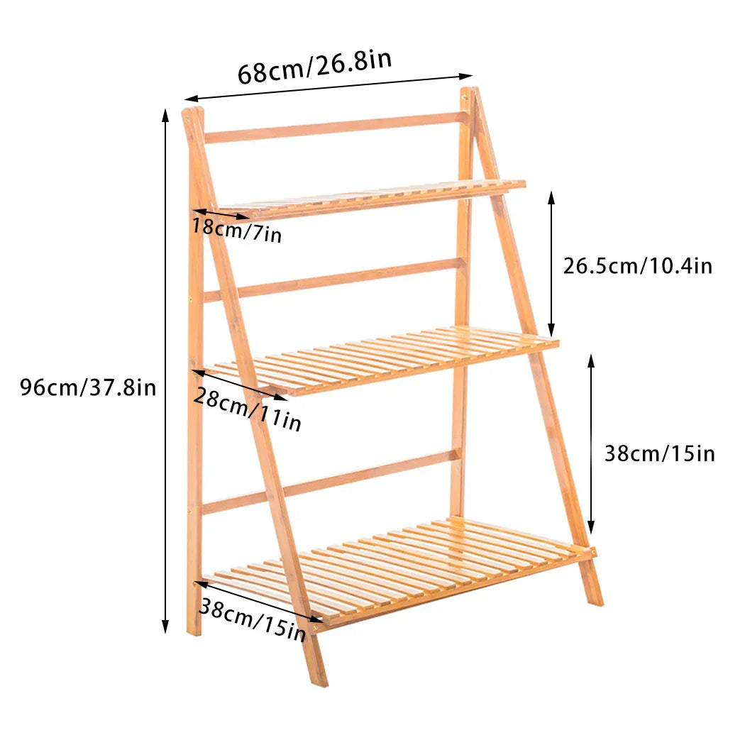 DecorBites™ Bamboo 3 Tier Plant Shelf Stand