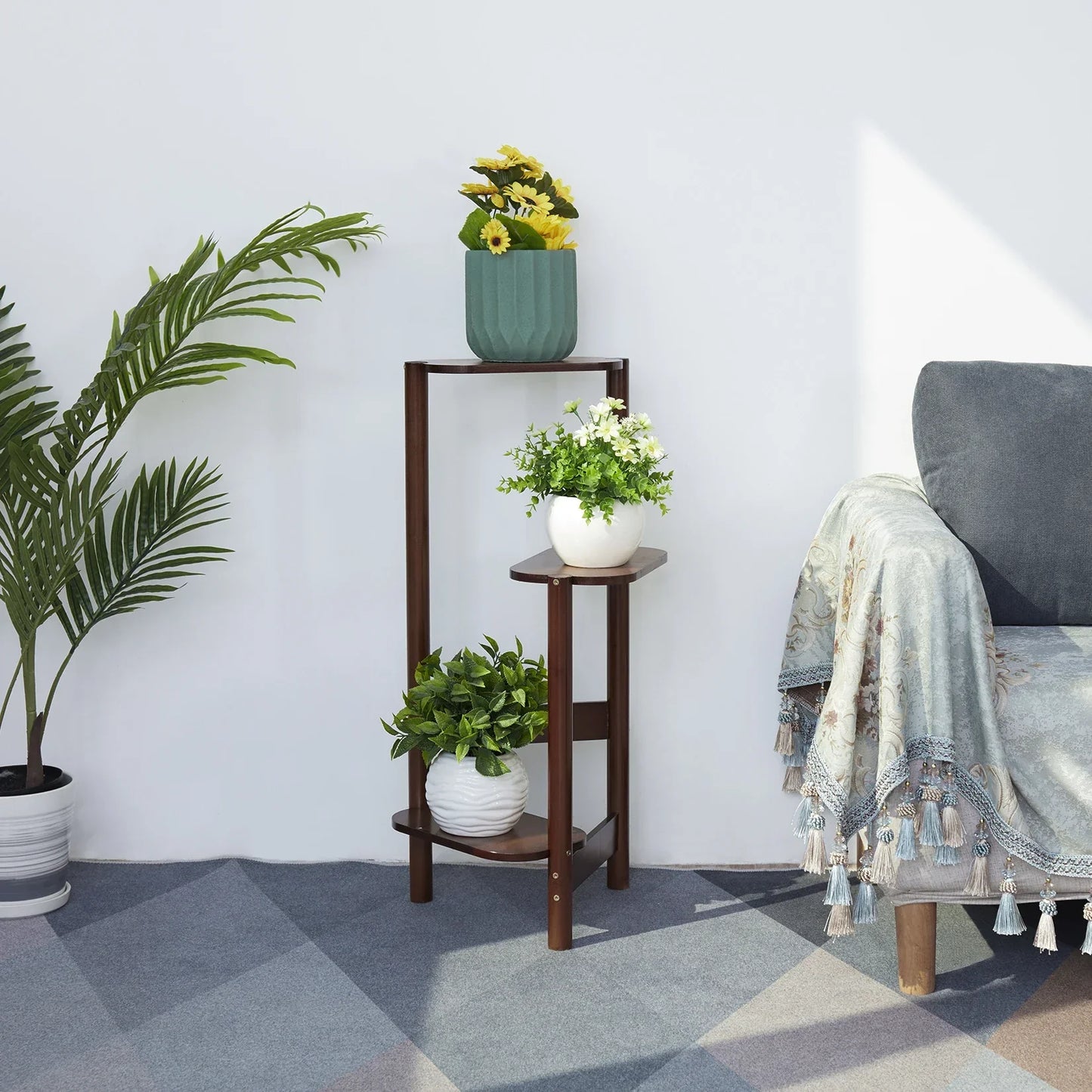 DecorBites™ Bamboo Tall Corner Plant Stand - Outdoor Garden Rack