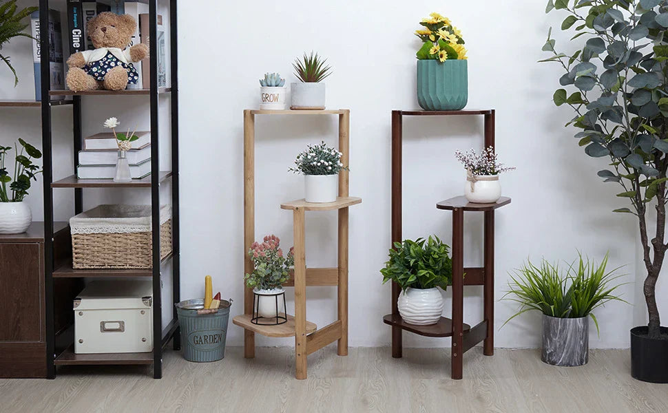 DecorBites™ Bamboo Tall Corner Plant Stand - Outdoor Garden Rack