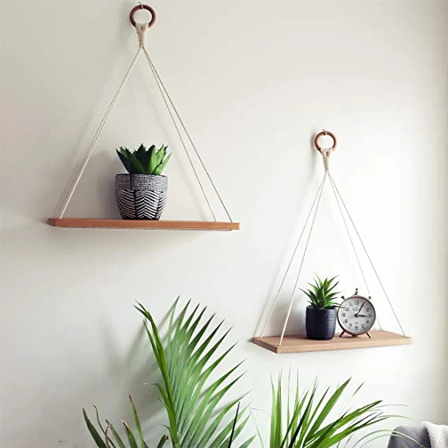 DecorBites™ Boho Macrame Hanging Wall Shelf
