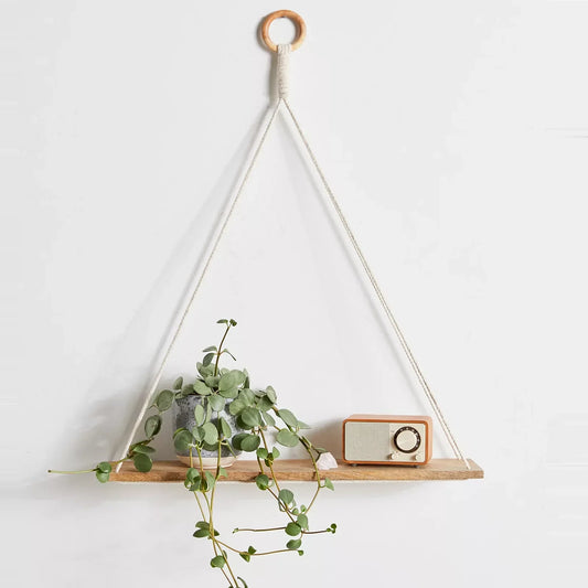 DecorBites™ Boho Macrame Hanging Wall Shelf