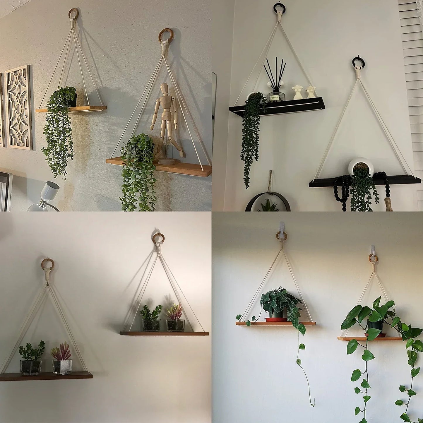 DecorBites™ Boho Macrame Hanging Wall Shelf
