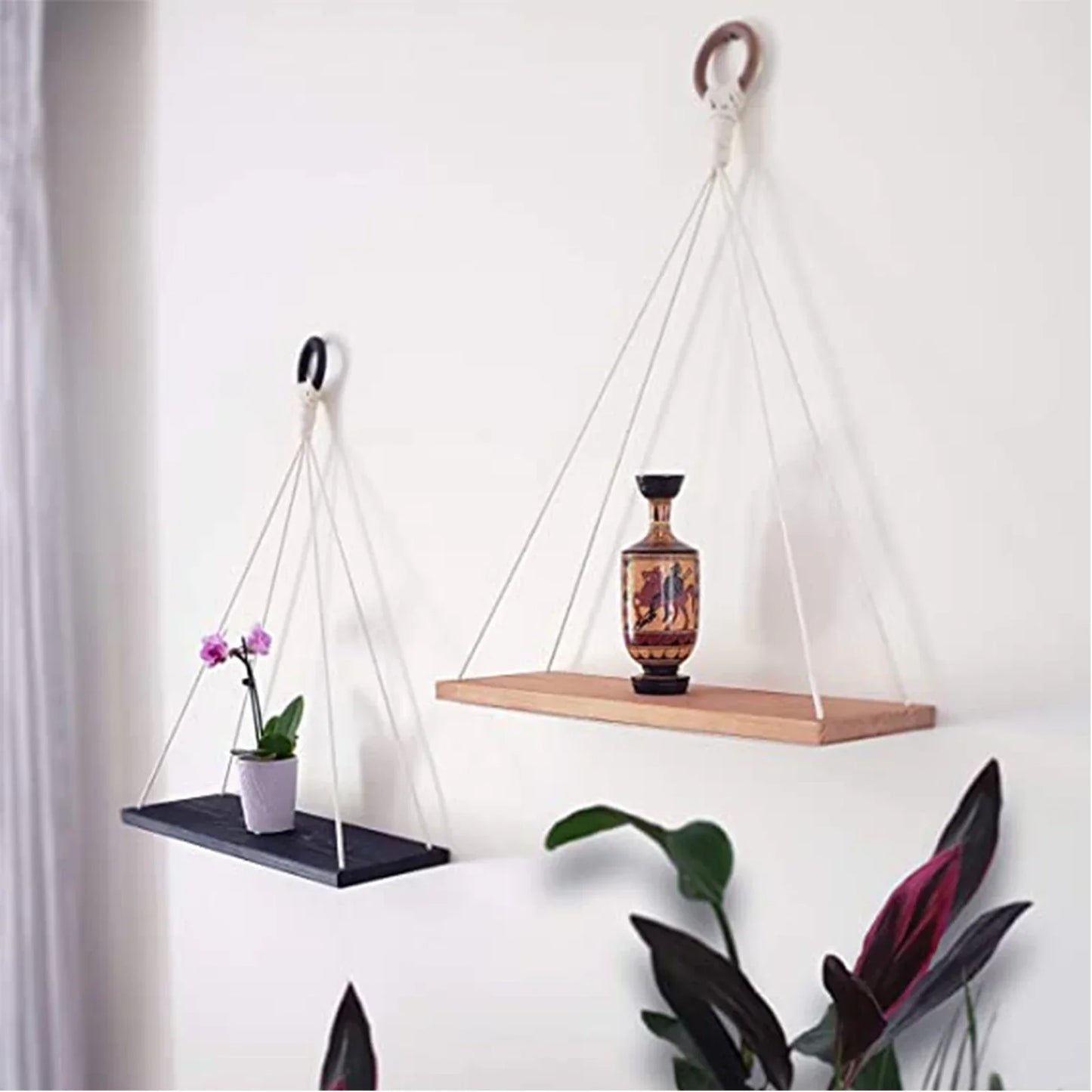 DecorBites™ Boho Macrame Hanging Wall Shelf