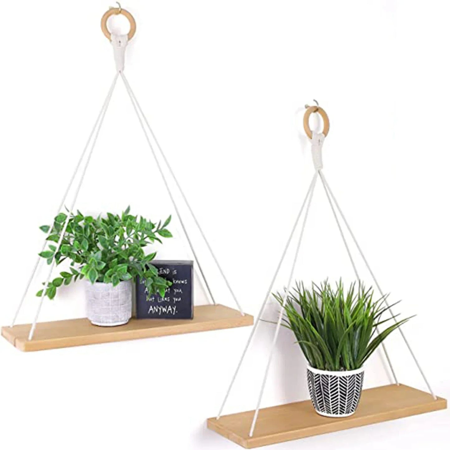 DecorBites™ Boho Macrame Hanging Wall Shelf