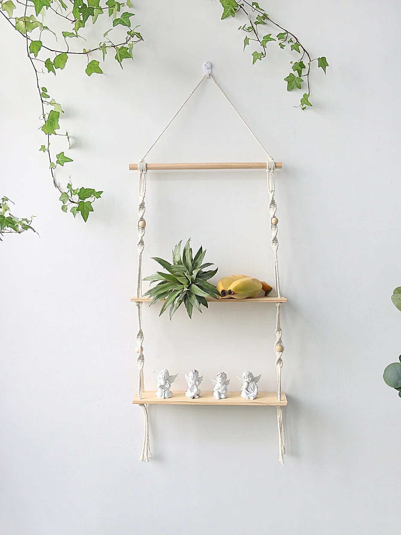 DecorBites™ Boho Macrame Wall Shelf for Home Decor