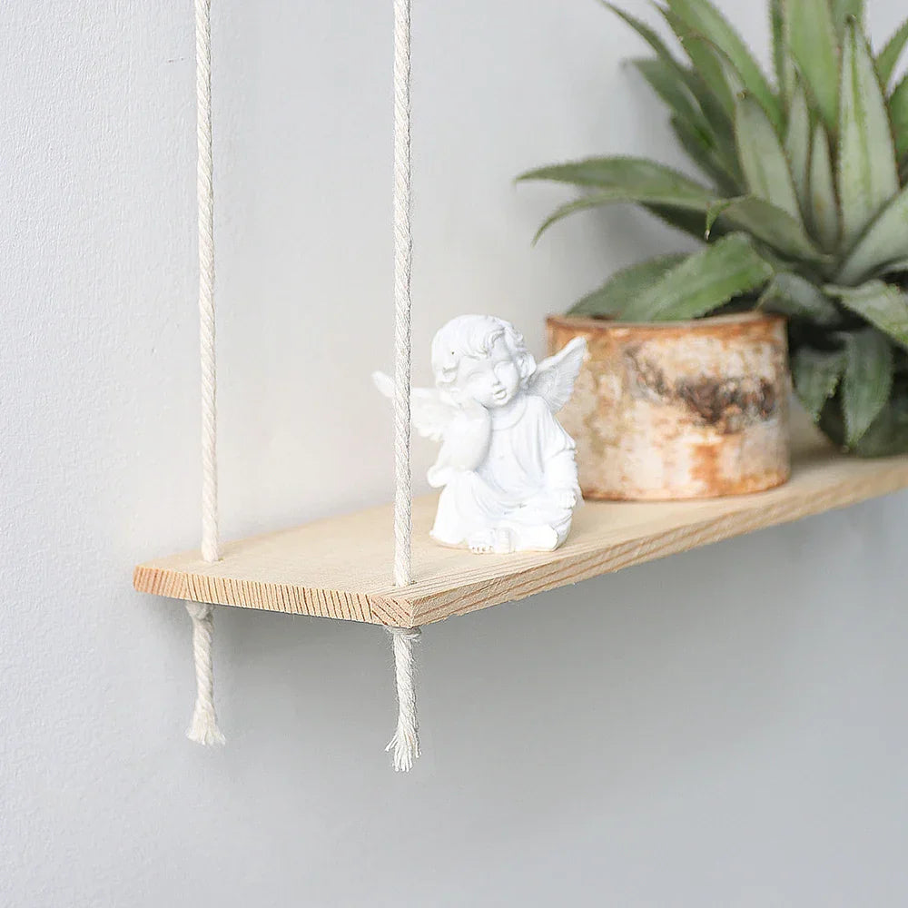 DecorBites™ Boho Macrame Wall Shelf for Home Decor