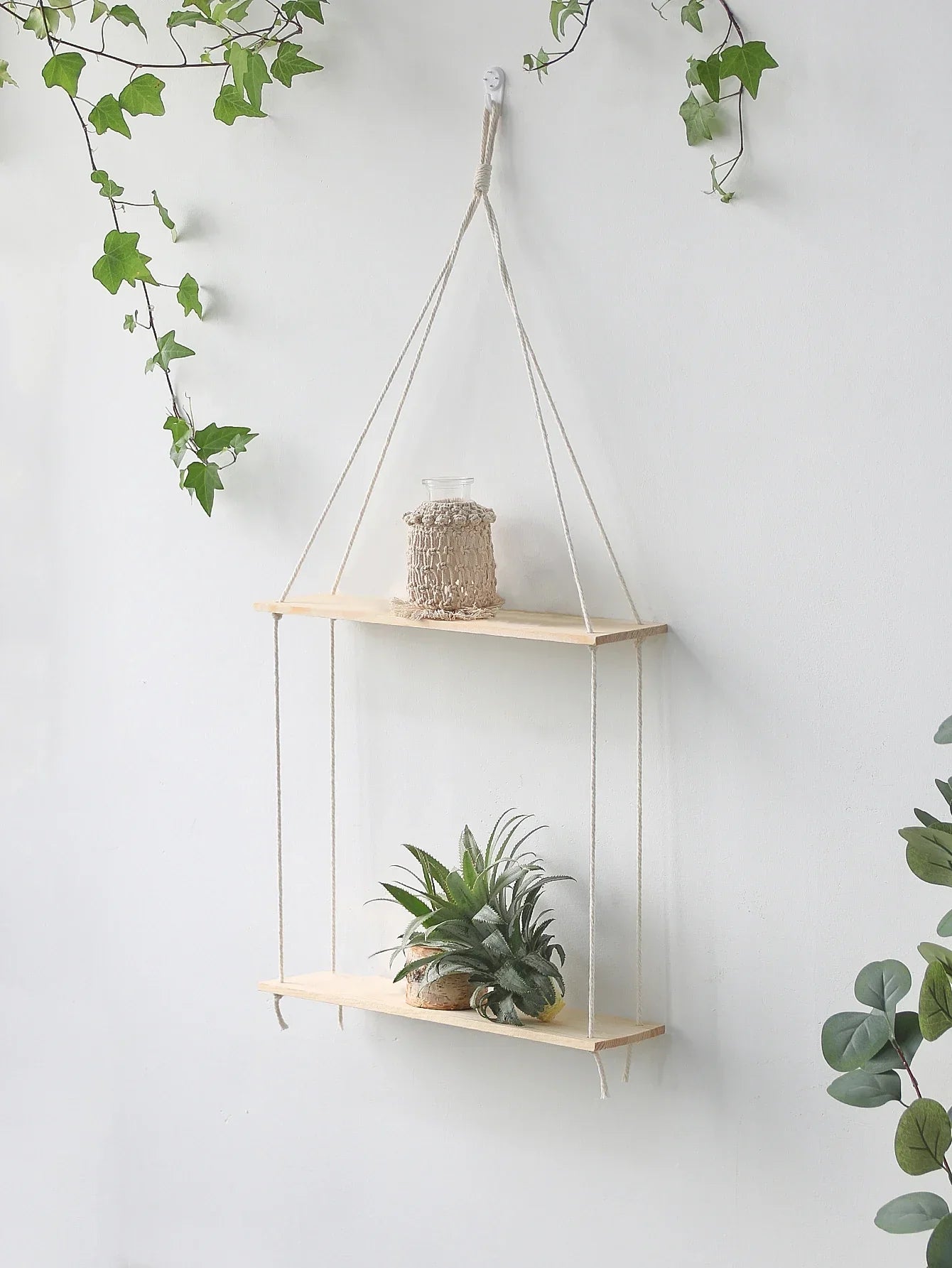 DecorBites™ Boho Macrame Wall Shelf for Home Decor