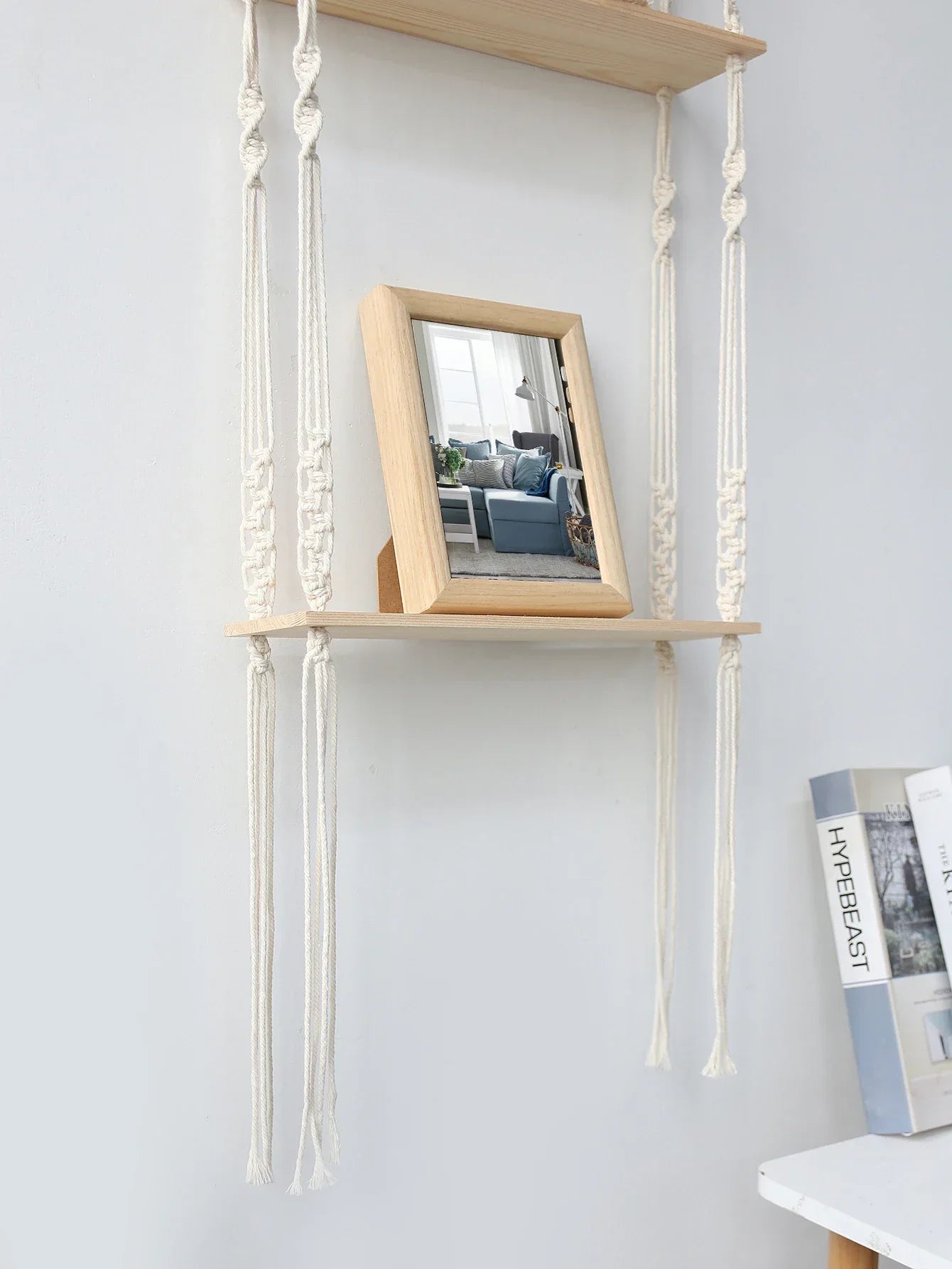 DecorBites™ Boho Macrame Wall Shelf for Home Decor