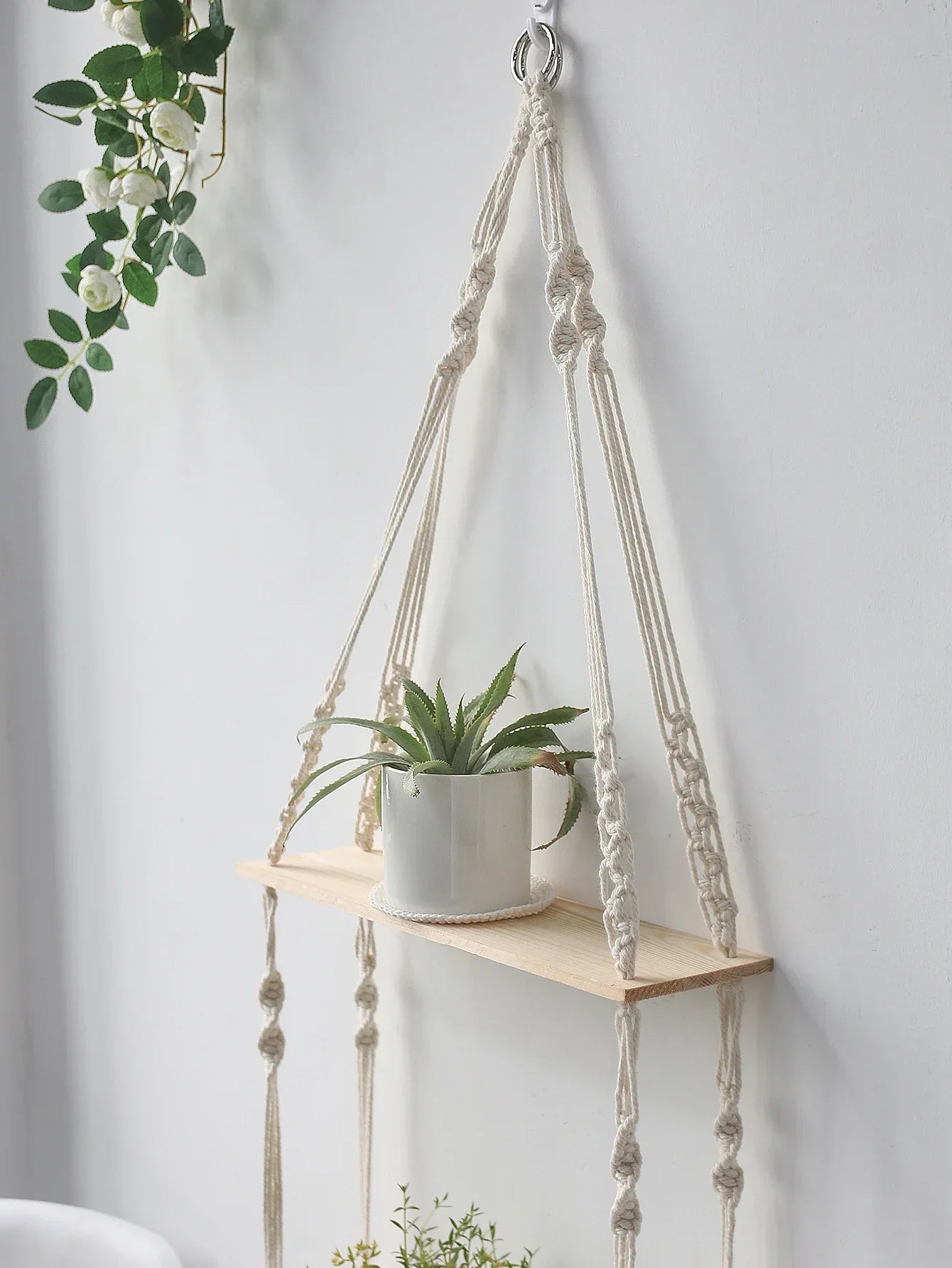 DecorBites™ Boho Macrame Wall Shelf for Home Decor