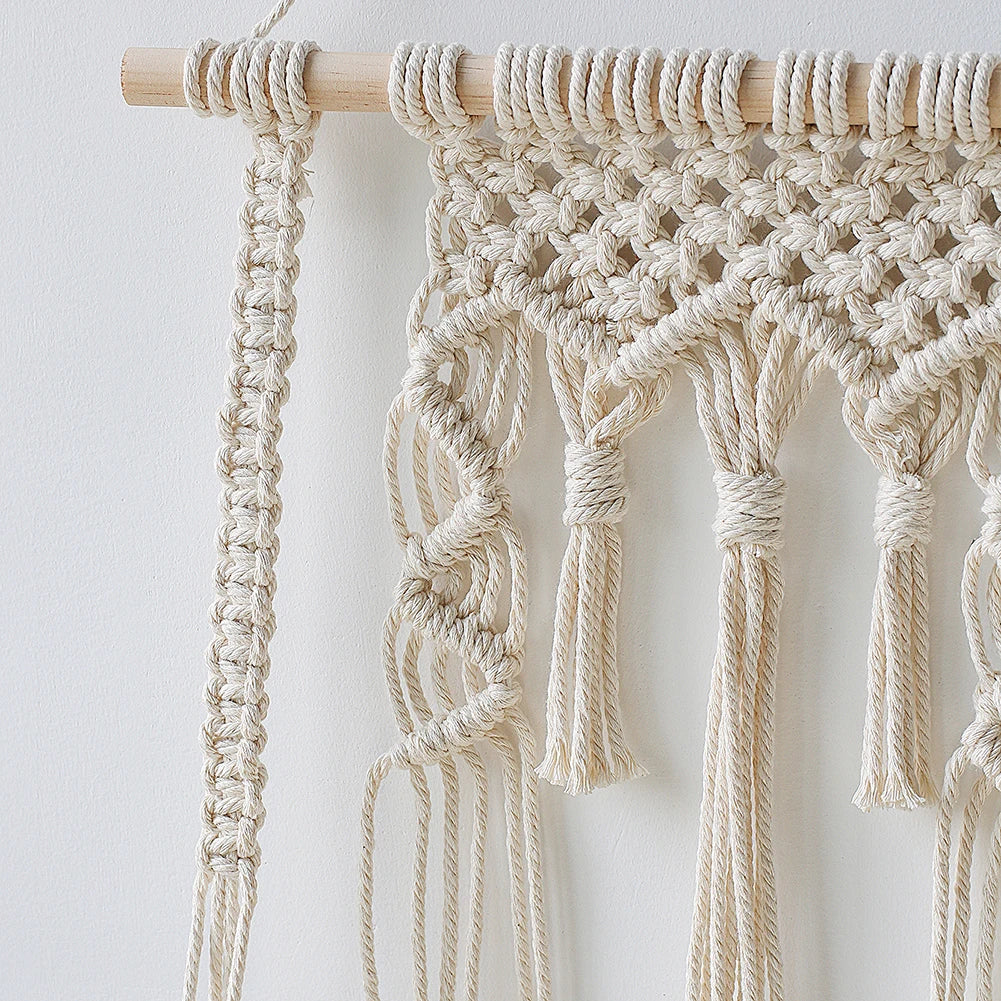DecorBites™ Boho Macrame Wood Wall Shelf Home Decor