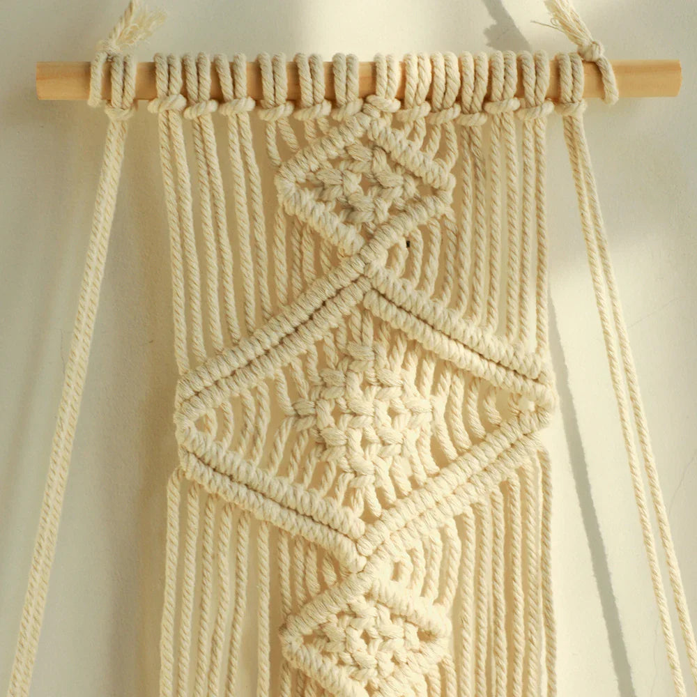 DecorBites™ Boho Macrame Wood Wall Shelf Home Decor