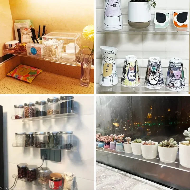 DecorBites™ Clear Acrylic Wall Shelf Organizer, 20-50cm