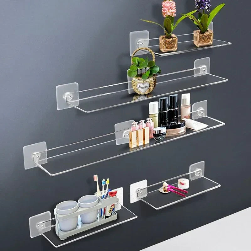 DecorBites™ Clear Acrylic Wall Shelf Organizer, 20-50cm