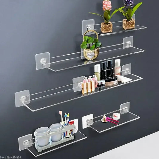 DecorBites™ Clear Acrylic Wall Shelf Organizer, 20-50cm