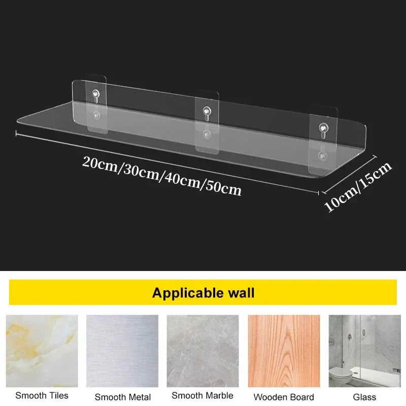 DecorBites™ Clear Acrylic Wall Shelf Organizer, 20-50cm