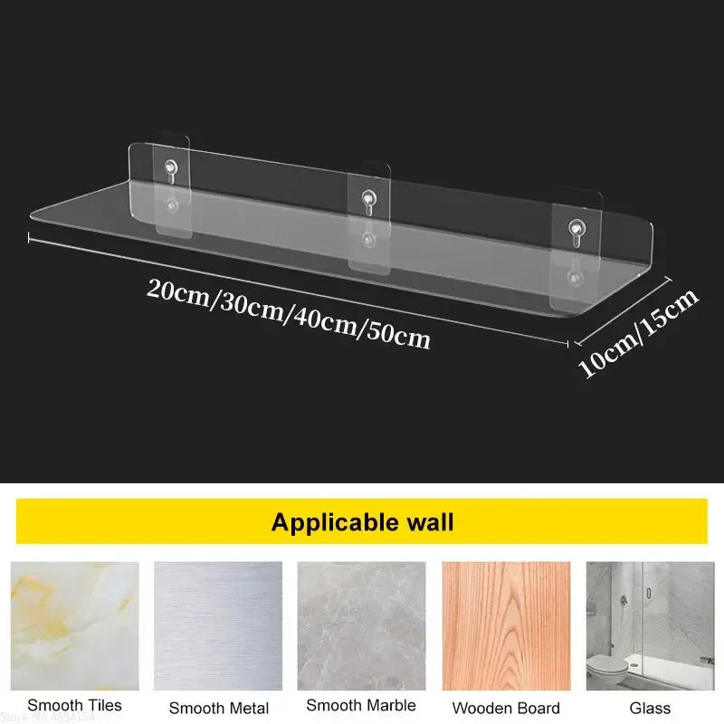 DecorBites™ Clear Acrylic Wall Shelf Organizer, 20-50cm