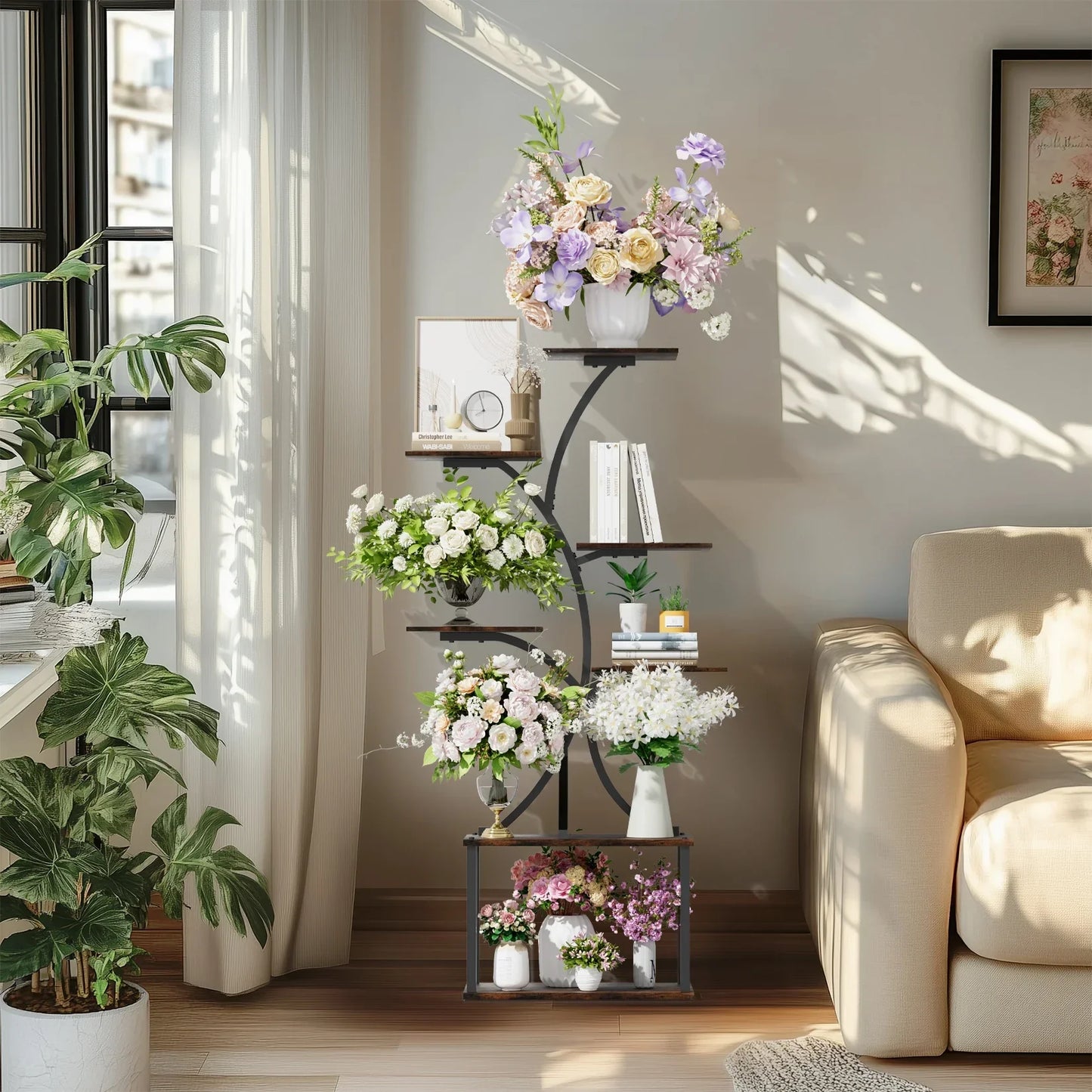 DecorBites™ Compact Tree Design Plant Stand with Multiple Shelves