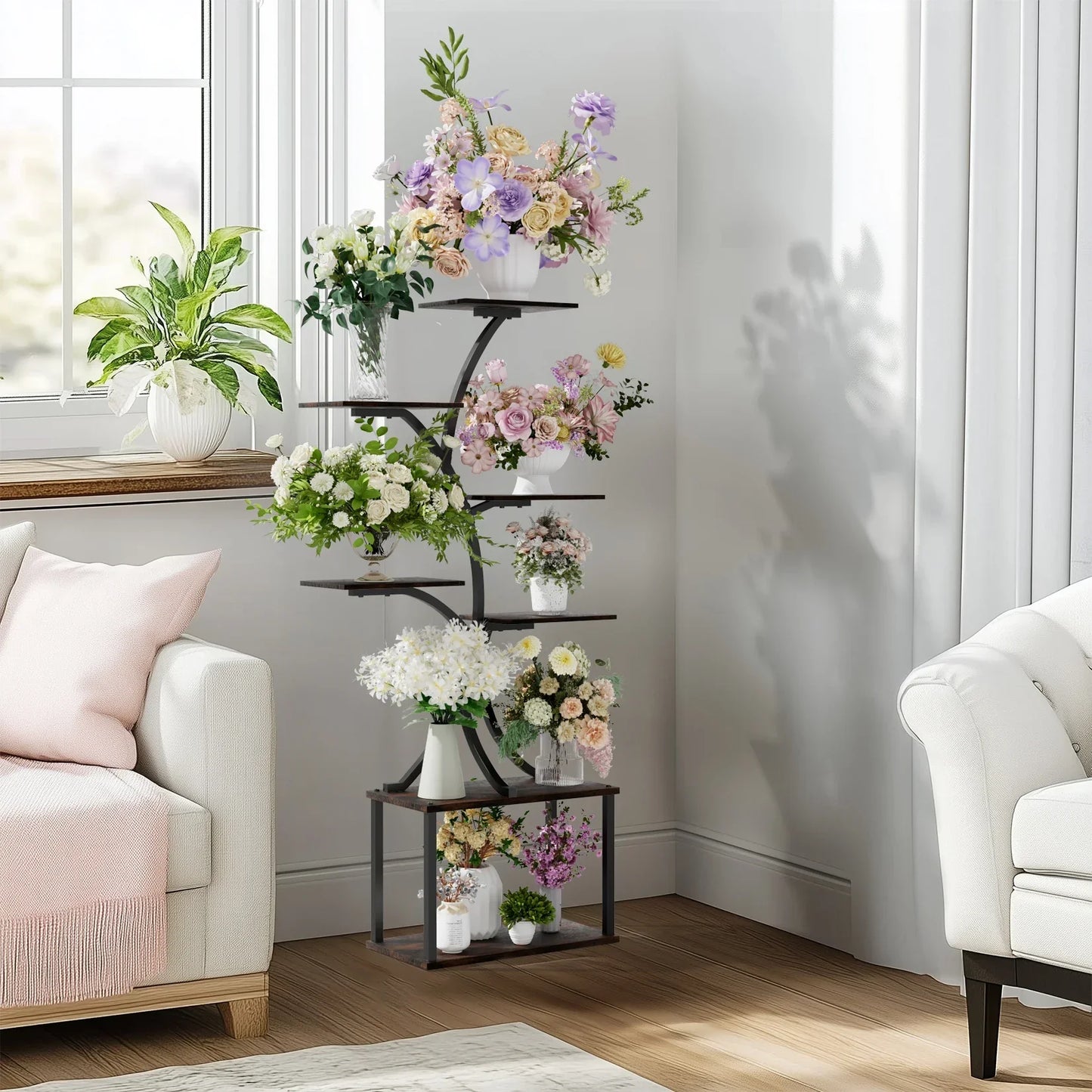 DecorBites™ Compact Tree Design Plant Stand with Multiple Shelves