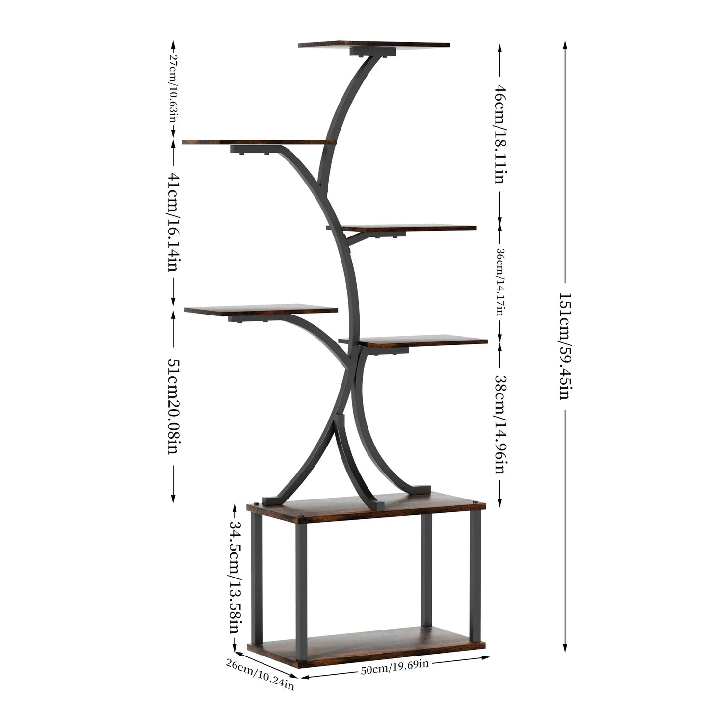 DecorBites™ Compact Tree Design Plant Stand with Multiple Shelves