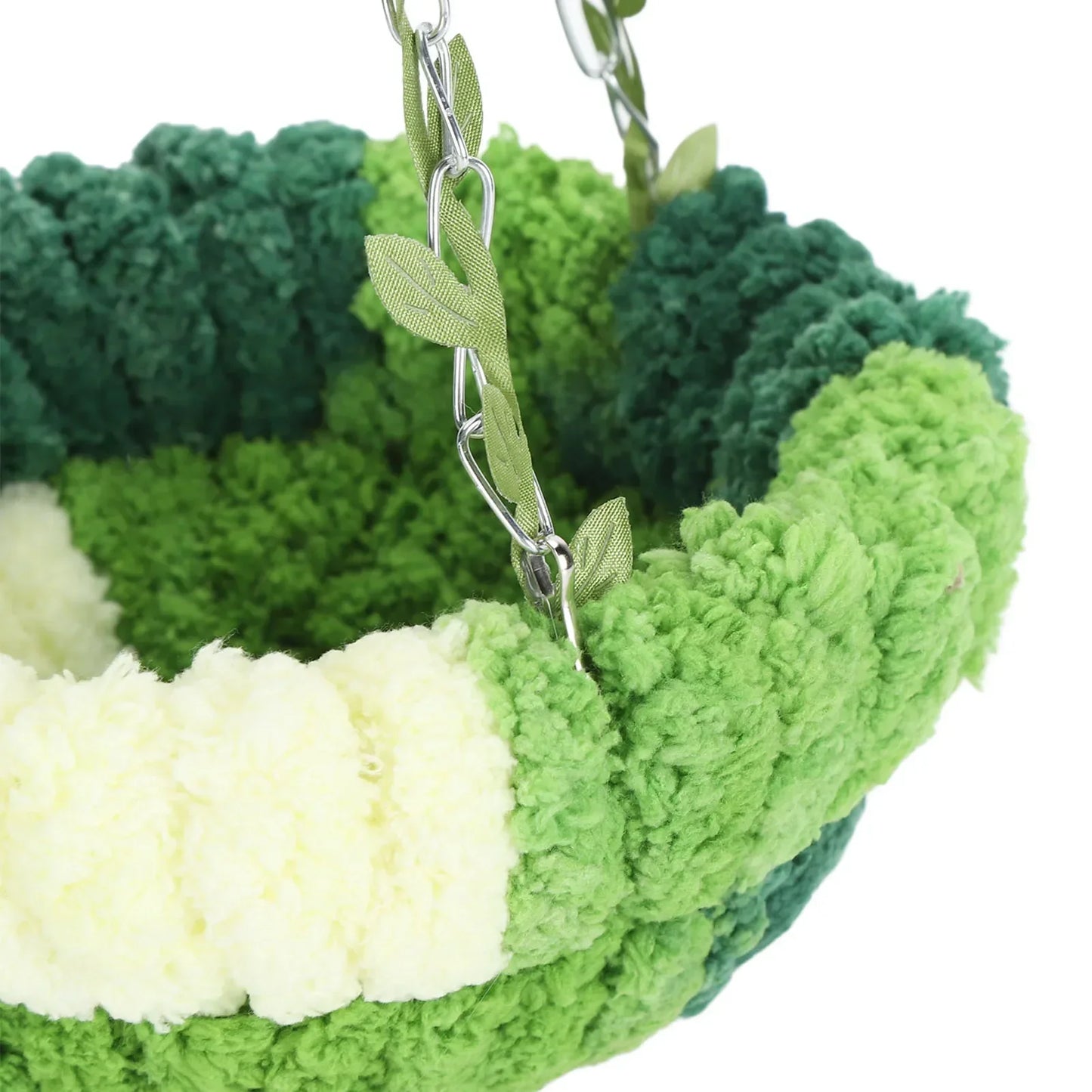 DecorBites™ Cozy Coral Fleece Parrot Hammock - Green