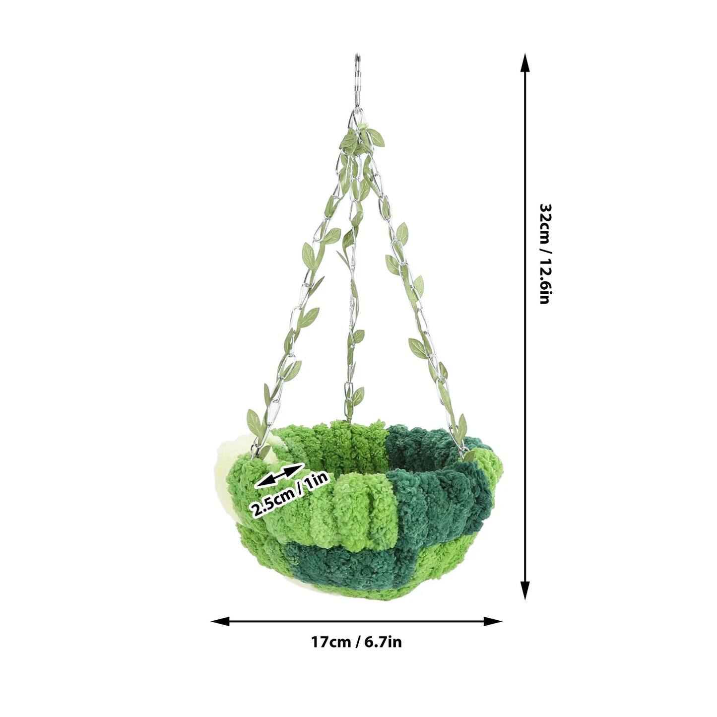 DecorBites™ Cozy Coral Fleece Parrot Hammock - Green