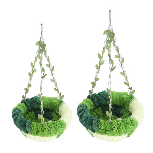 DecorBites™ Cozy Coral Fleece Parrot Hammock - Green