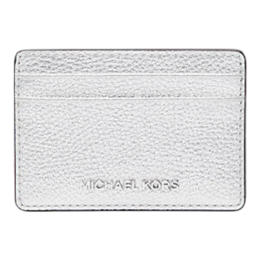Michael Kors Jet Set Women Small Metallic Leather Card Case S Silver