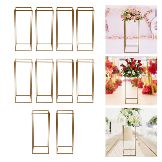 DecorBites™ Elegant 10-Piece Gold Wedding Flower Stand
