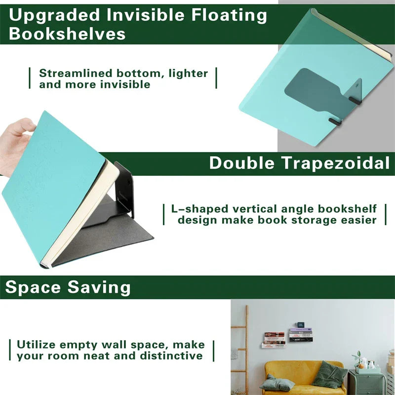 DecorBites™ Floating Metal Bookshelves - Set of 2