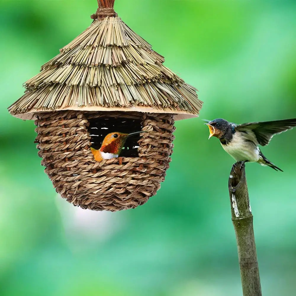 DecorBites™ Hand-woven Hummingbird Nest House for Garden