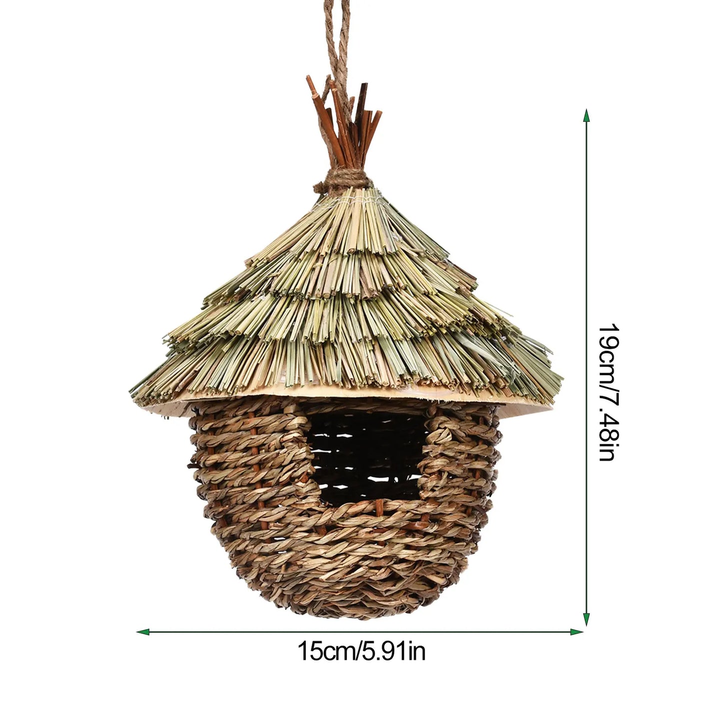 DecorBites™ Hand-woven Hummingbird Nest House for Garden