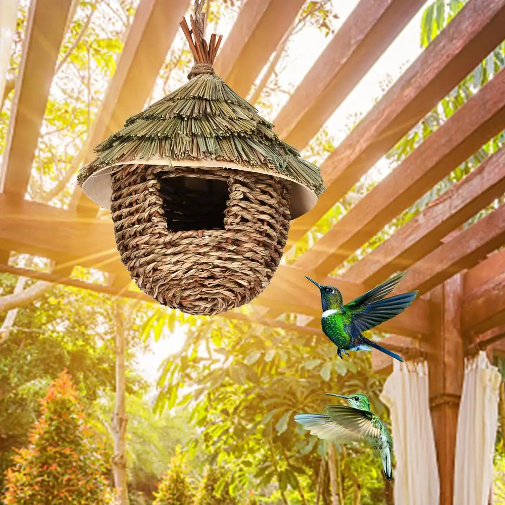 DecorBites™ Hand-woven Hummingbird Nest House for Garden
