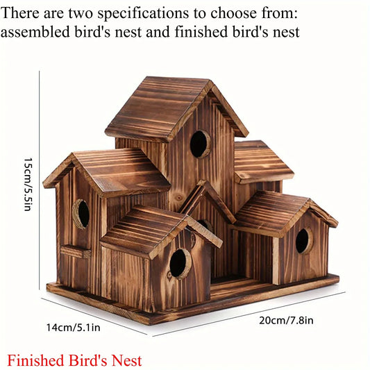 DecorBites™ Handmade 6-Hole Hanging Bird House