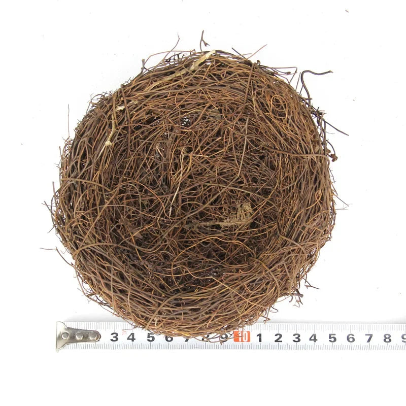 DecorBites™ Handmade Round Rattan Bird Nest Decoration