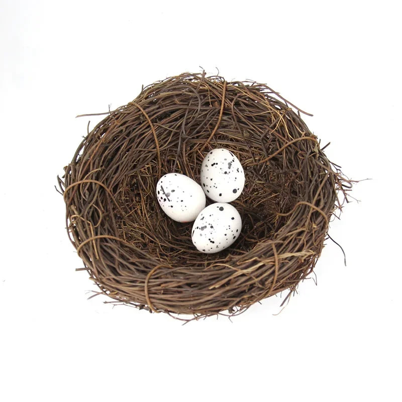 DecorBites™ Handmade Round Rattan Bird Nest Decoration