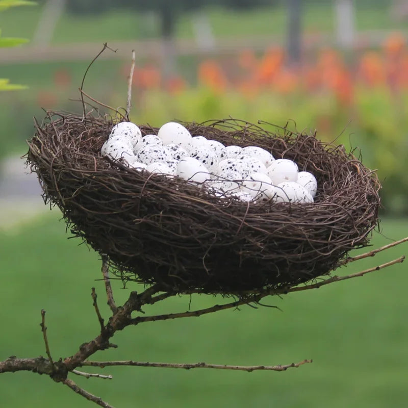 DecorBites™ Handmade Round Rattan Bird Nest Decoration