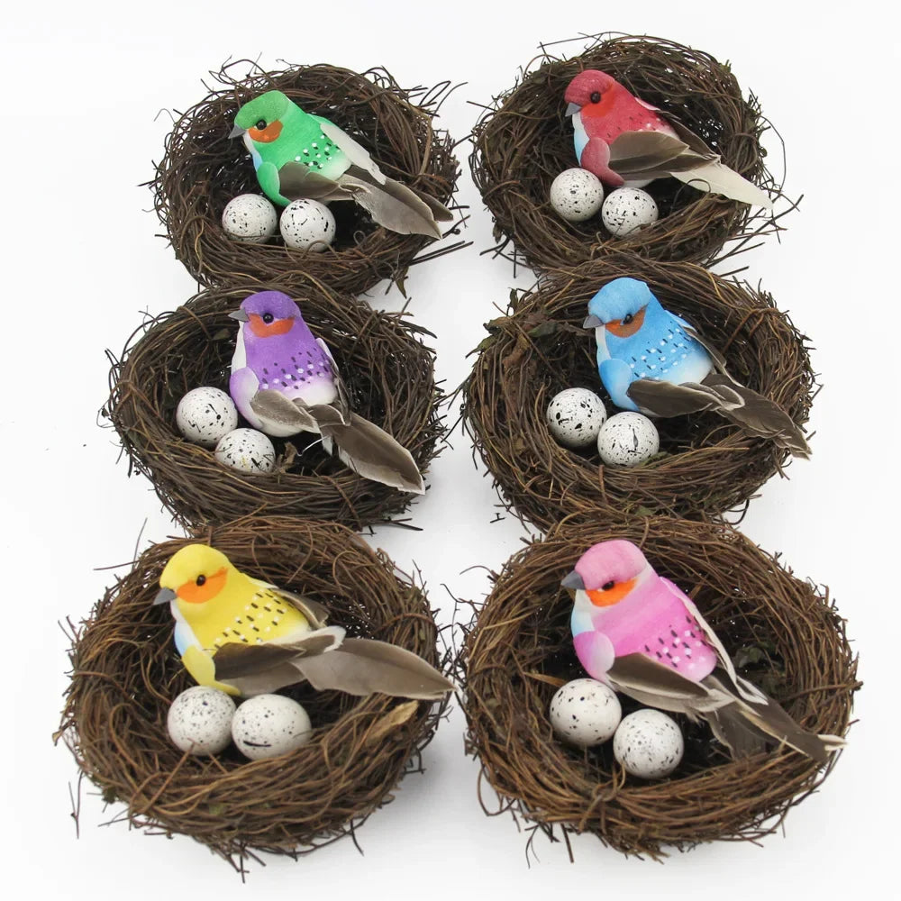 DecorBites™ Handmade Round Rattan Bird Nest Decoration