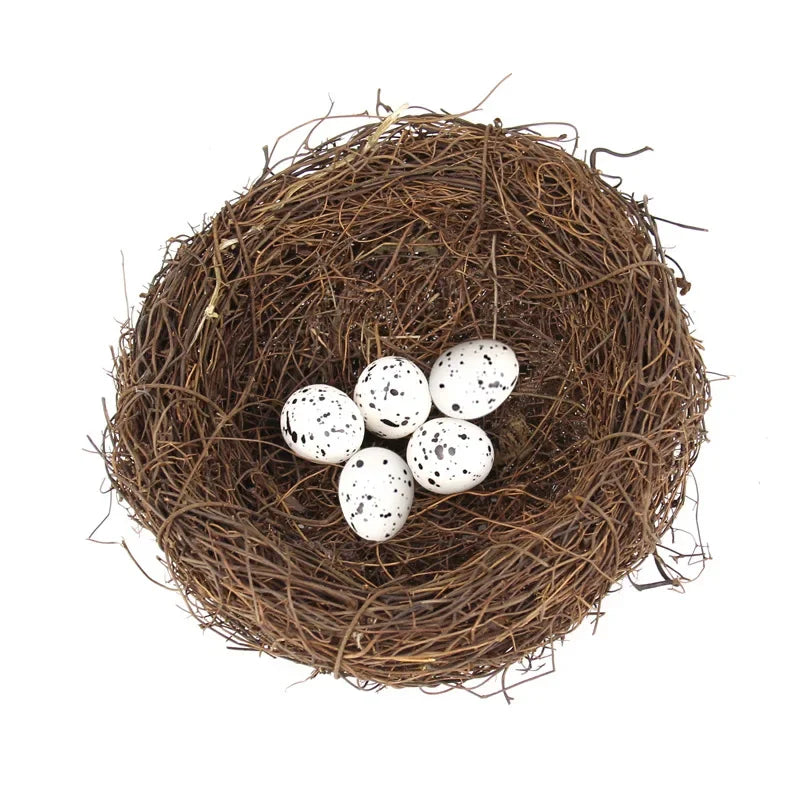 DecorBites™ Handmade Round Rattan Bird Nest Decoration