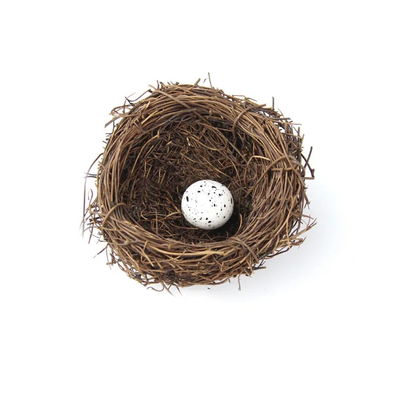 DecorBites™ Handmade Round Rattan Bird Nest Decoration