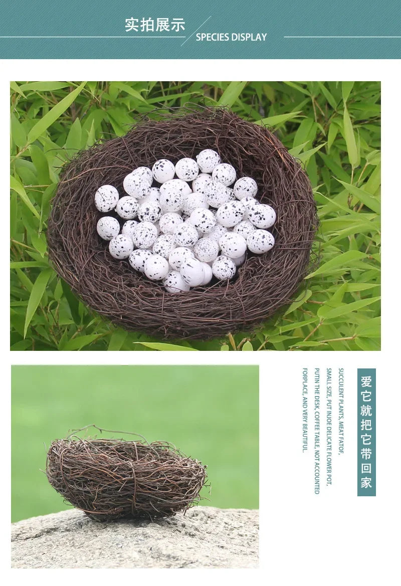 DecorBites™ Handmade Round Rattan Bird Nest Decoration