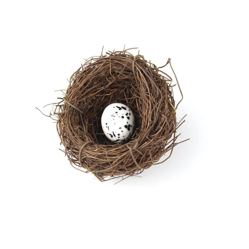 DecorBites™ Handmade Round Rattan Bird Nest Decoration