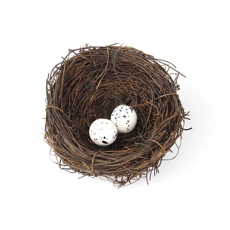 DecorBites™ Handmade Round Rattan Bird Nest Decoration