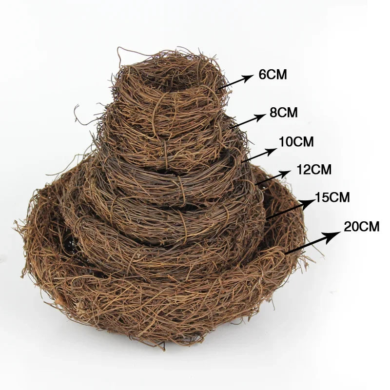 DecorBites™ Handmade Round Rattan Bird Nest Decoration