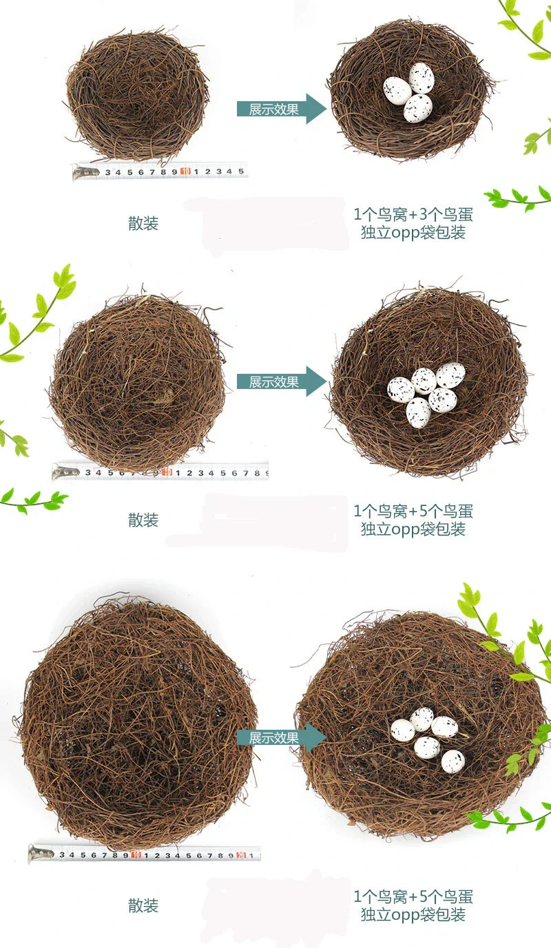 DecorBites™ Handmade Round Rattan Bird Nest Decoration