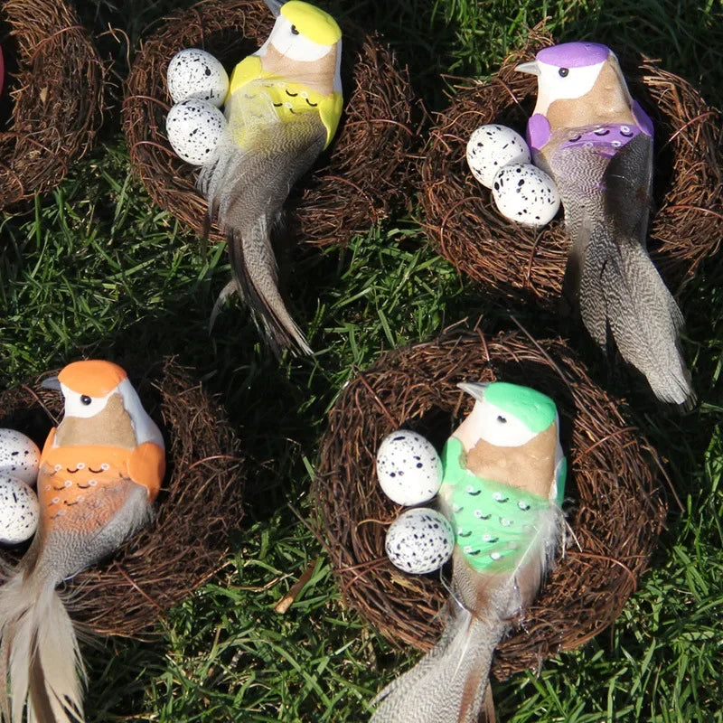 DecorBites™ Handmade Round Rattan Bird Nest Decoration